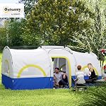 Tente de camping Outsunny pour 4 personnes avec 3 pièces, 3000 mm étanche, tente de cabine grande avec tapis de sol intégré, portable avec sac pour la pêche, la randonnée, les festivals et les rassemblements familiaux