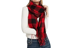 Women's Large Grid Plaid Scarf with Winter Warm Lattice
