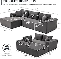 Vista 2 de Sofá Seccional Cloud de 110", Sofá Boneless para Sala de Estar, Sofá Seccional Modular con Asiento Profundo, Cómodo Sofá Esponjoso con Chaise