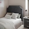 Flash Furniture Adeline Twin Headboard with 2 Outlets, USB Port, USB Type-C Port, Contoured Headboard, Studded Faux Linen Upholstery, Dual Hanging Options, Gray