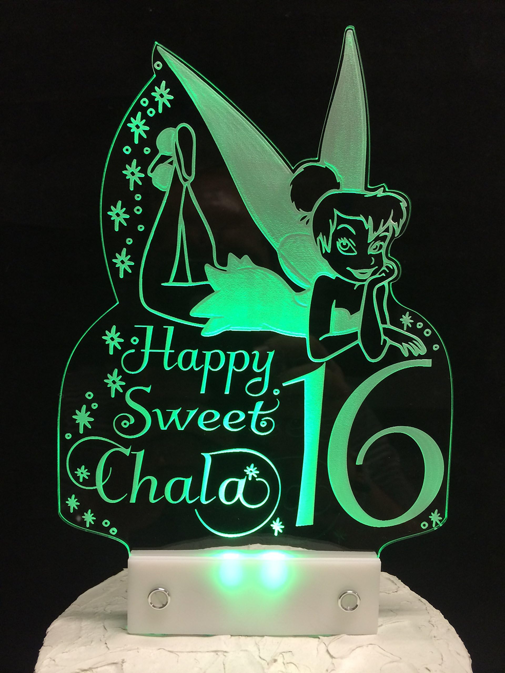 Personalized Tinker Bell Inspired Cake Topper,personalized Sweet 16, Personalized for Birthdays, Made with Led Light By Acryleddesigns