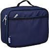 Wildkin Kids Insulated Lunch Box, Keeps Food Hot or Cold, BPA-Free with Mesh Pockets & Easy-Clean Lining Ideal for School, Travel & Daycare Clear w/Blue Trim