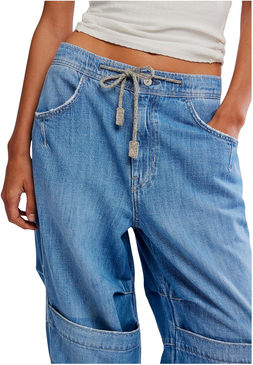 Free People Womens We The Free Logan Cinched Cargo Jeans - Image 4