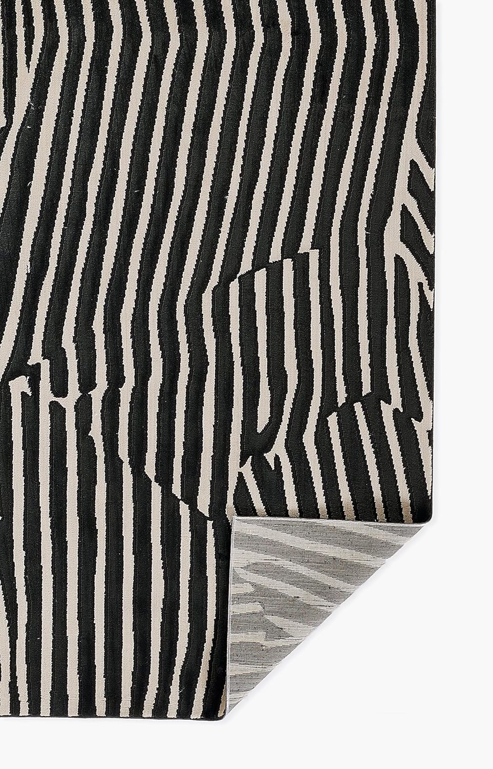 Black Geometric Wool and Synthetic Stain-Resistant Area Rug