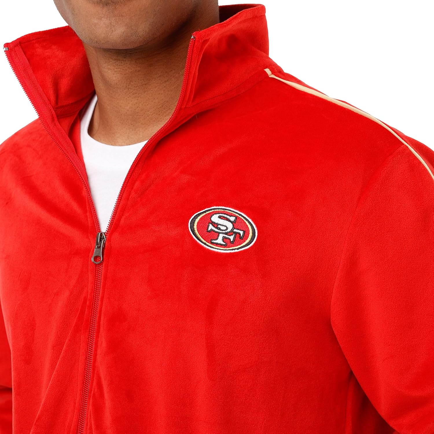 FOCO NFL mens Nfl Team Logo Tracksuit Soft Velour Sweatsuit Zip Up Jacket Top - Image 3