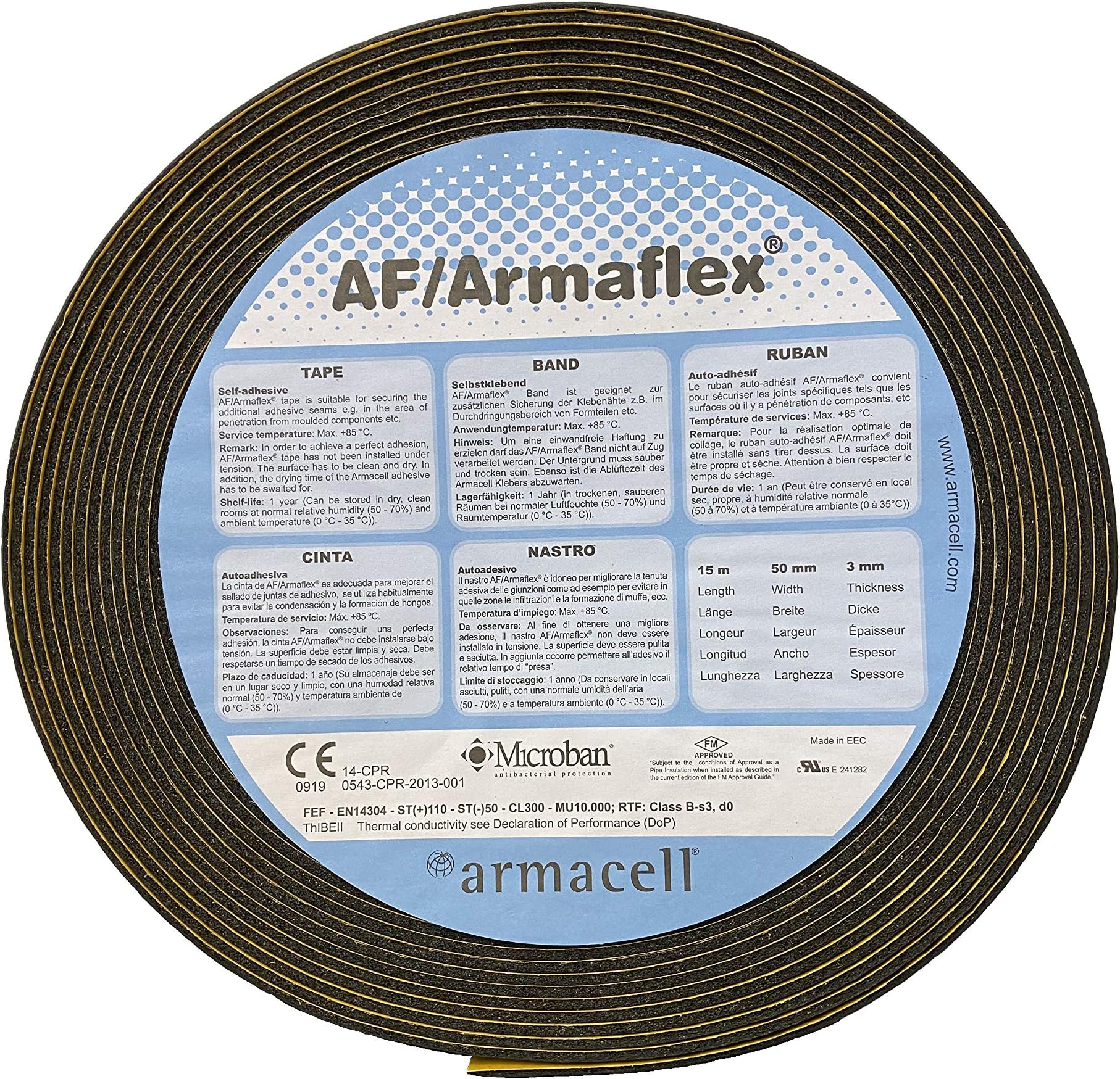 AF/Armaflex sealing tape, adhesive tape for insulation boards, 15 m (3 x 50 mm) (071130)