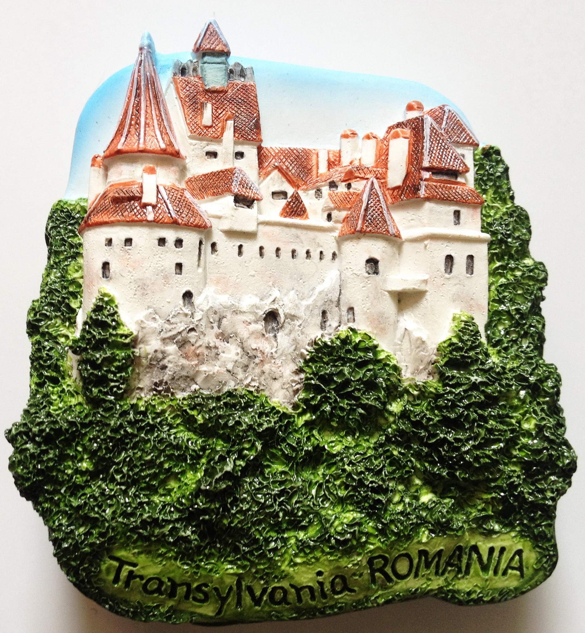 WitnyStore Tiny 2⅝" Bran Castle Transylvania Romania - Miniature Hand Made Resin 3D Europe Landmark Tourist Attractions Decorative Refrigerator Fridge Magnets Décor Collectible Traveler Souvenir Gifts
