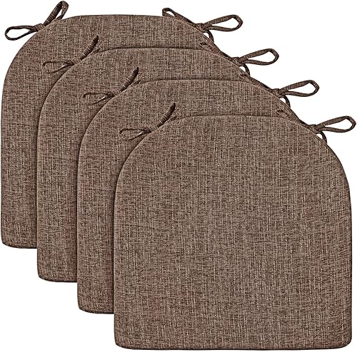 Miniatura 102 de Wellsin Chair Cushions for Dining Chairs 4 Pack - Kitchen Chair Cushions with Ties and Non-Slip Backing - Dining Chair Pads 16"X16"X2", Beige