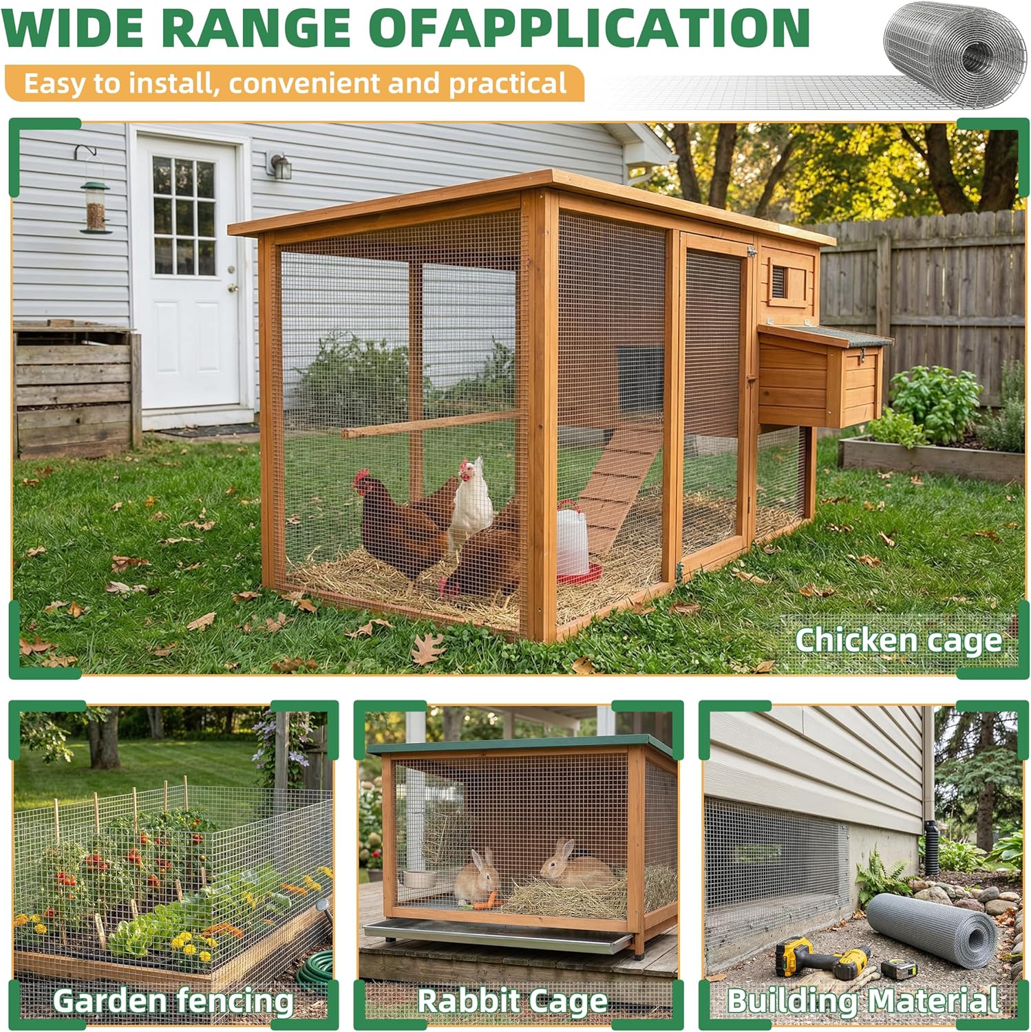 1/4 inch Hardware Cloth, 16in x 50ft 23Gauge Hot Dipped Galvanized Wire Mesh Roll, Silver Welded Wire Fence for Chicken Wire Mesh, Rabbit Cages, Poultry Netting, Garden