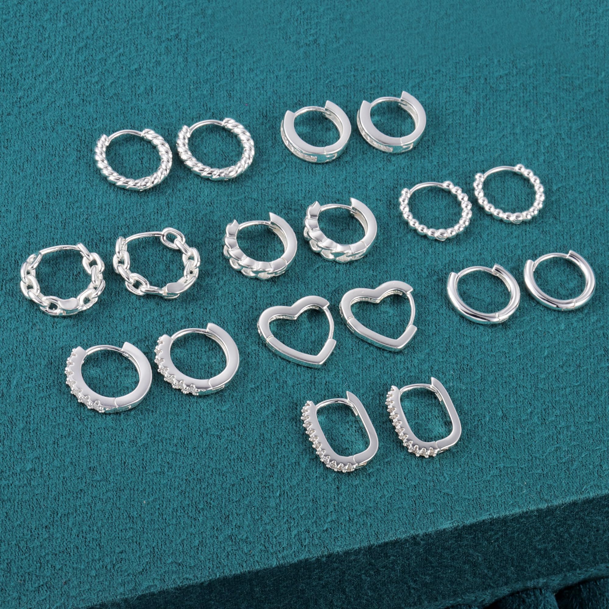 ALEXCRAFT Piccoli Orecchini a Cerchio, Orecchini Per Polsini Auricolari Da Donna, Orecchini a Cerchio Intrecciati Da Donna, Orecchini a Cerchio Spessi Vintage Ipoallergenici In Oro e Argento (9 Paia)