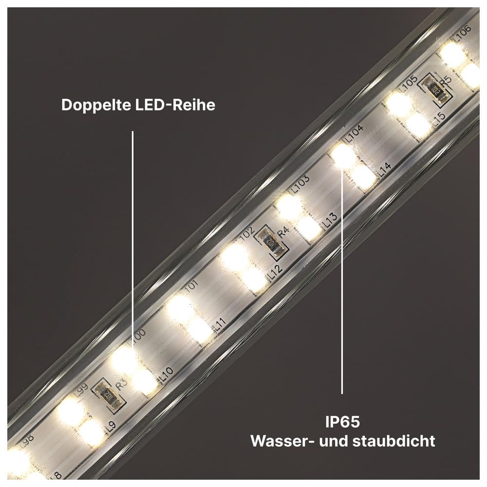 Ledino LED-Lichtband Wickede 25 m neutralweiß 4000K – 32.500 lm, 600W, 180 LEDs/m, IP65 – Hochleistungs LED-Lichtkette für Baustellen, Events, Hallen & Außenbereiche, professionelle Beleuchtung