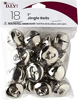 Cousin DIY, Silver, Jingle Bells 1 Inch, 18 Pack