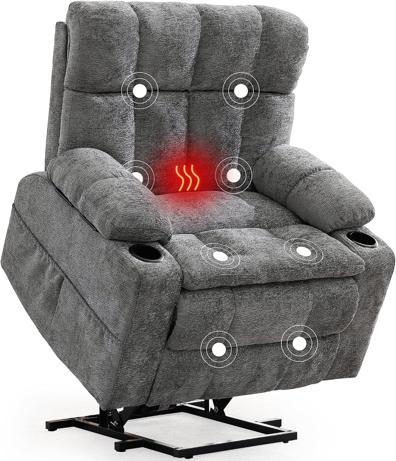 Oversized Dual Motor Power Lift Recliner for Elderly with Adjustable Headrest, Extra Wide Recliner Chairs with Massage and Heat, Electric Lift Chair with Storebox Cupholder, USB Ports, Type C - Amazon product rated Grade C