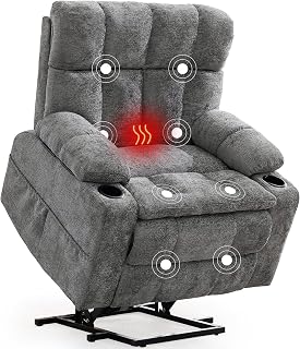 Oversized Dual Motor Power Lift Recliner for Elderly with Adjustable Headrest, Extra Wide Recliner Chairs with Massage and Heat, Electric Lift Chair with Storebox Cupholder, USB Ports, Type C