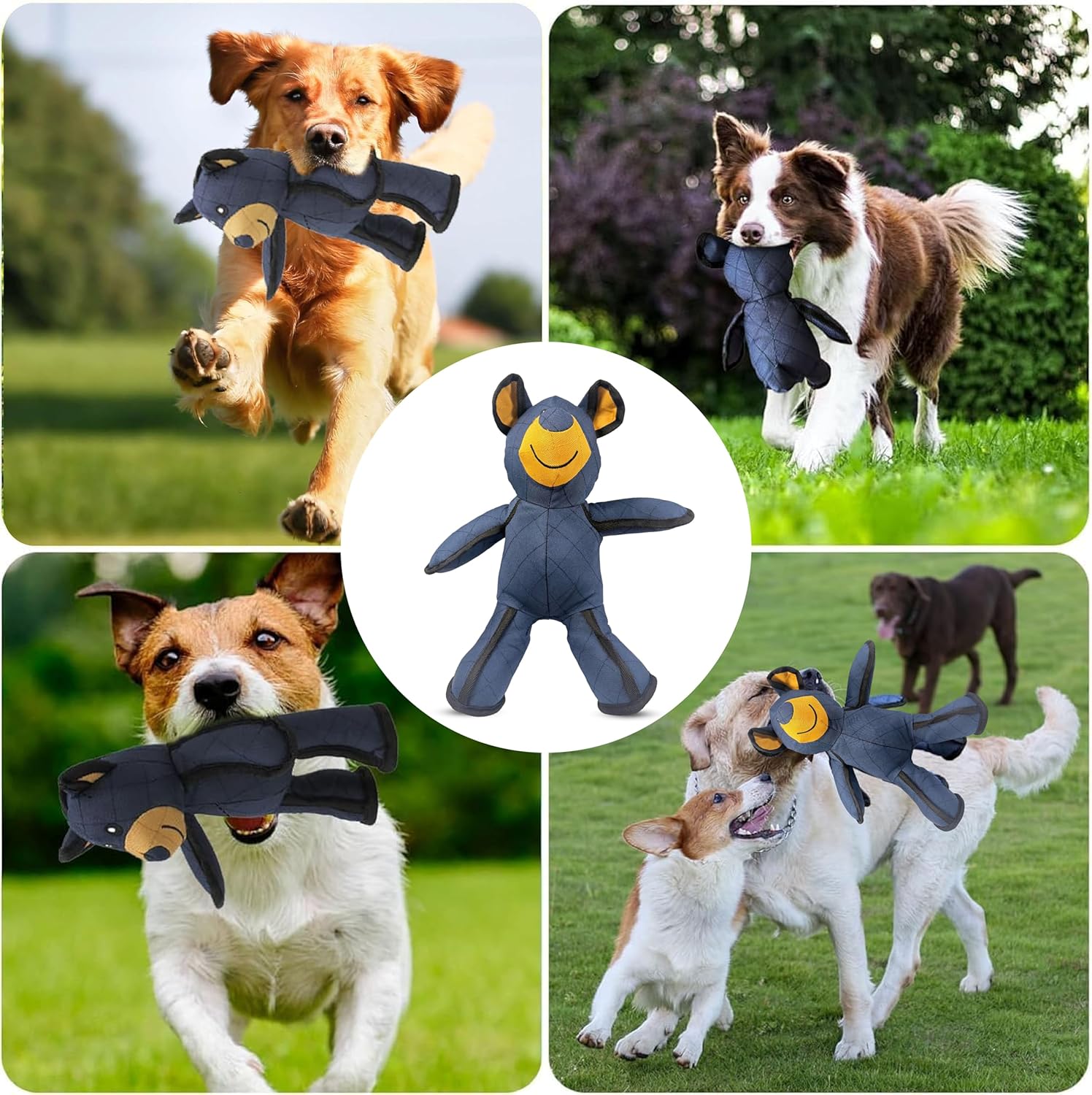 耐久性のあるインタラクティブなクマの犬のおもちゃ &ndash; 小型犬と大型犬と猫のためのスクイカー付きタフな噛むおもちゃ、退屈を減らすための