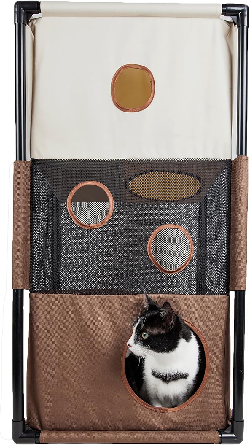Pet Life ® Kitty-Square Obstacle Soft Folding Sturdy Play-Active Travel Collapsible Travel Pet Cat House Furniture : Pet Supplies