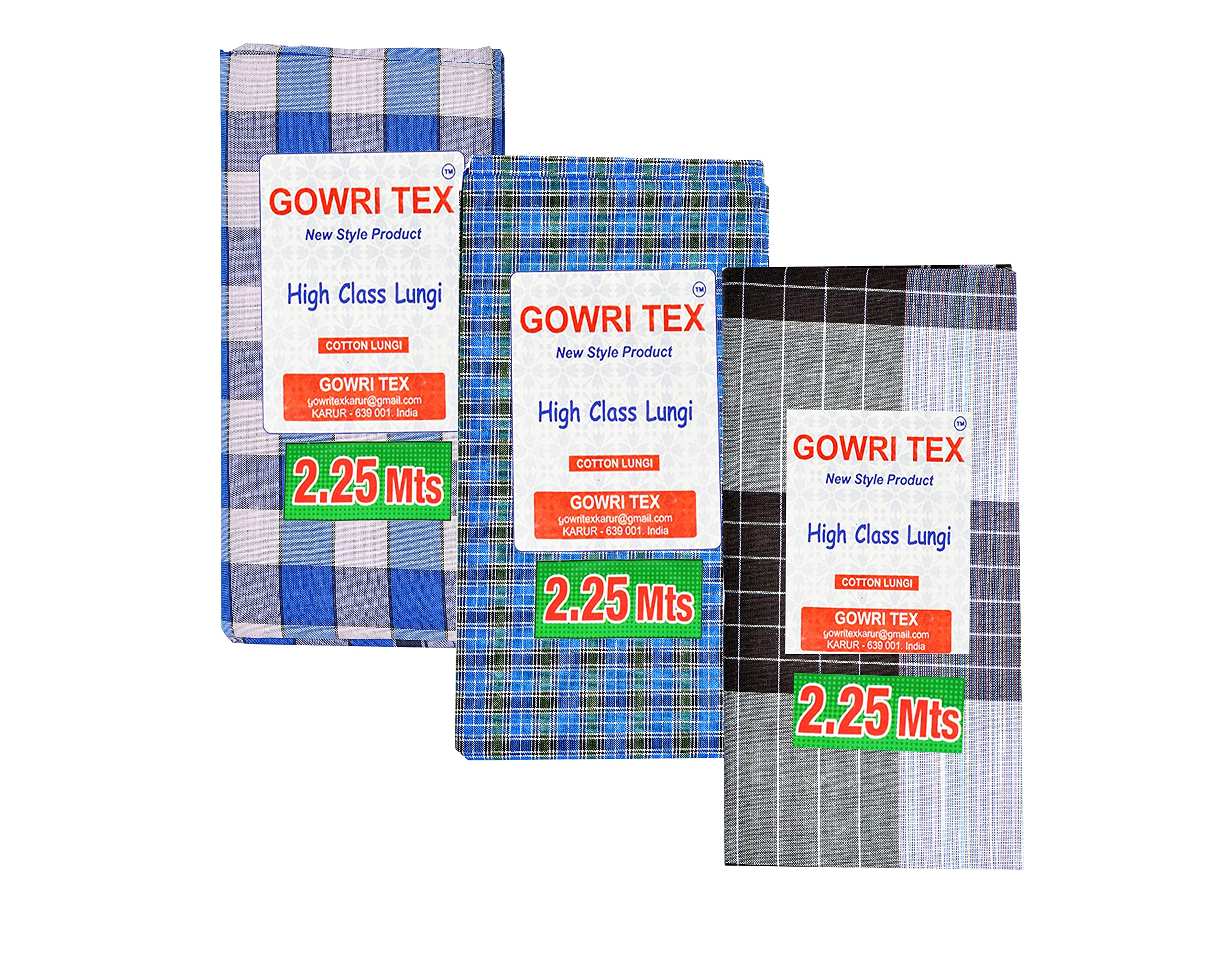 Gowri TexCotton Stitched Lungis Pack Of 3 (Ready To Wear) 2.25Meter