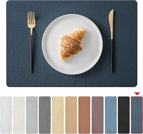 Miniatura 15 de Jovono Juego de 4 manteles individuales de piel sintética, impermeables, lavables, fáciles de limpiar, resistentes al calor, de vinilo para cocina,