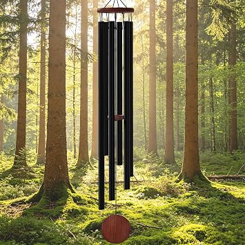66" Extra Large Wind Chimes for Outside Deep Tone, Unique Outdoor Relaxing Melody Wind Chime with 6 Thickened Aluminum, Big Huge Long Windchimes for Outside for Outdoors as A Gift for MomBlack