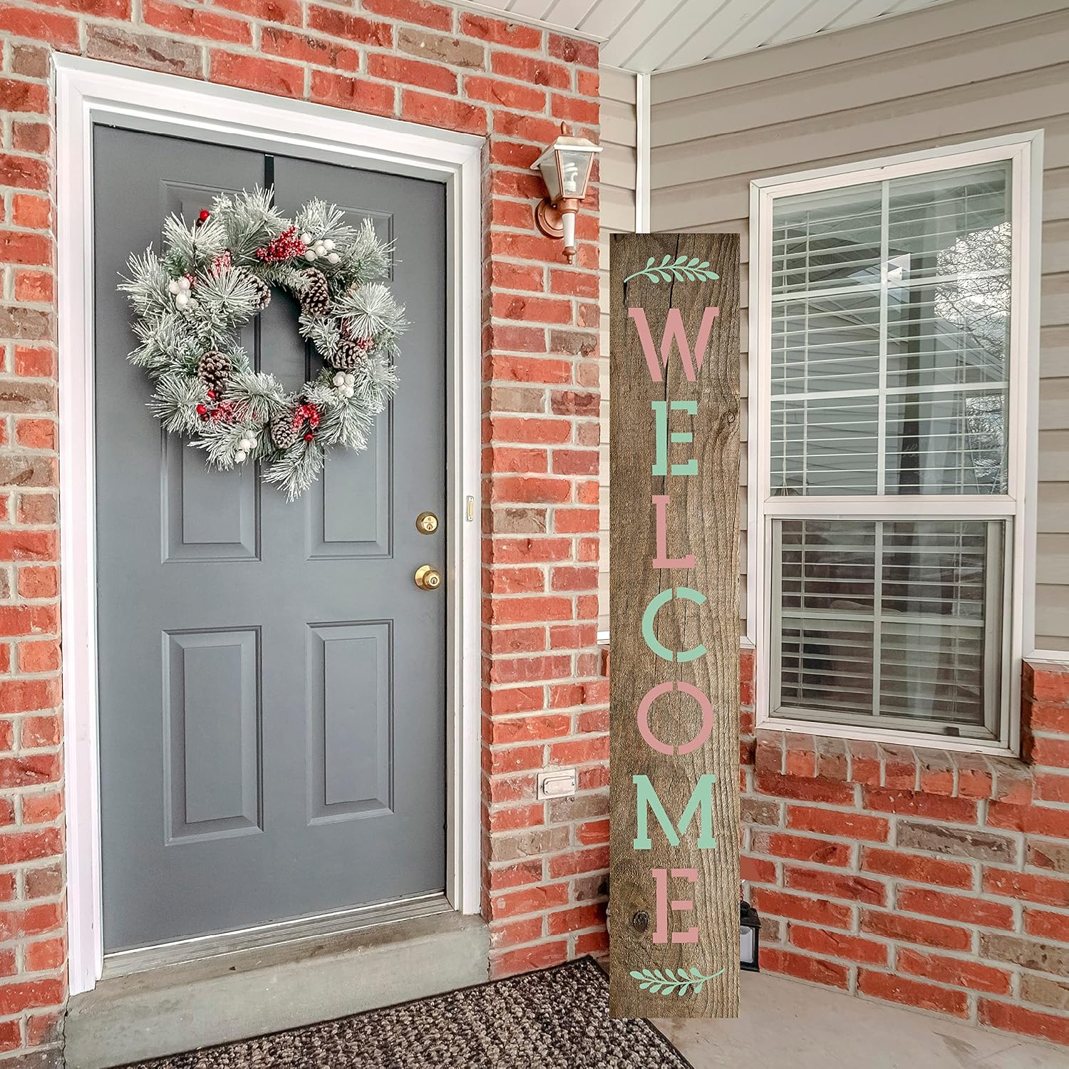 Vertical Welcome Stencil for Painting on Wood & Creating 5FT Sign - Large Welcome Stencil for Wood Sign 5FT
