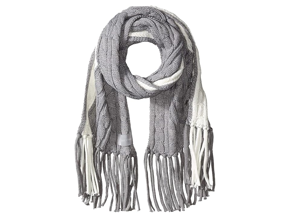 

Calvin Klein Color Block Cable Scarf (Heathered Mid Grey) Scarves