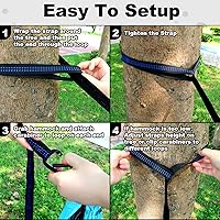 Vista 5 de SZHLUX Hamaca de camping doble y simple portátil con 2 correas para árboles y bolsa de transporte adjunta, ideal para exteriores, interiores, playa