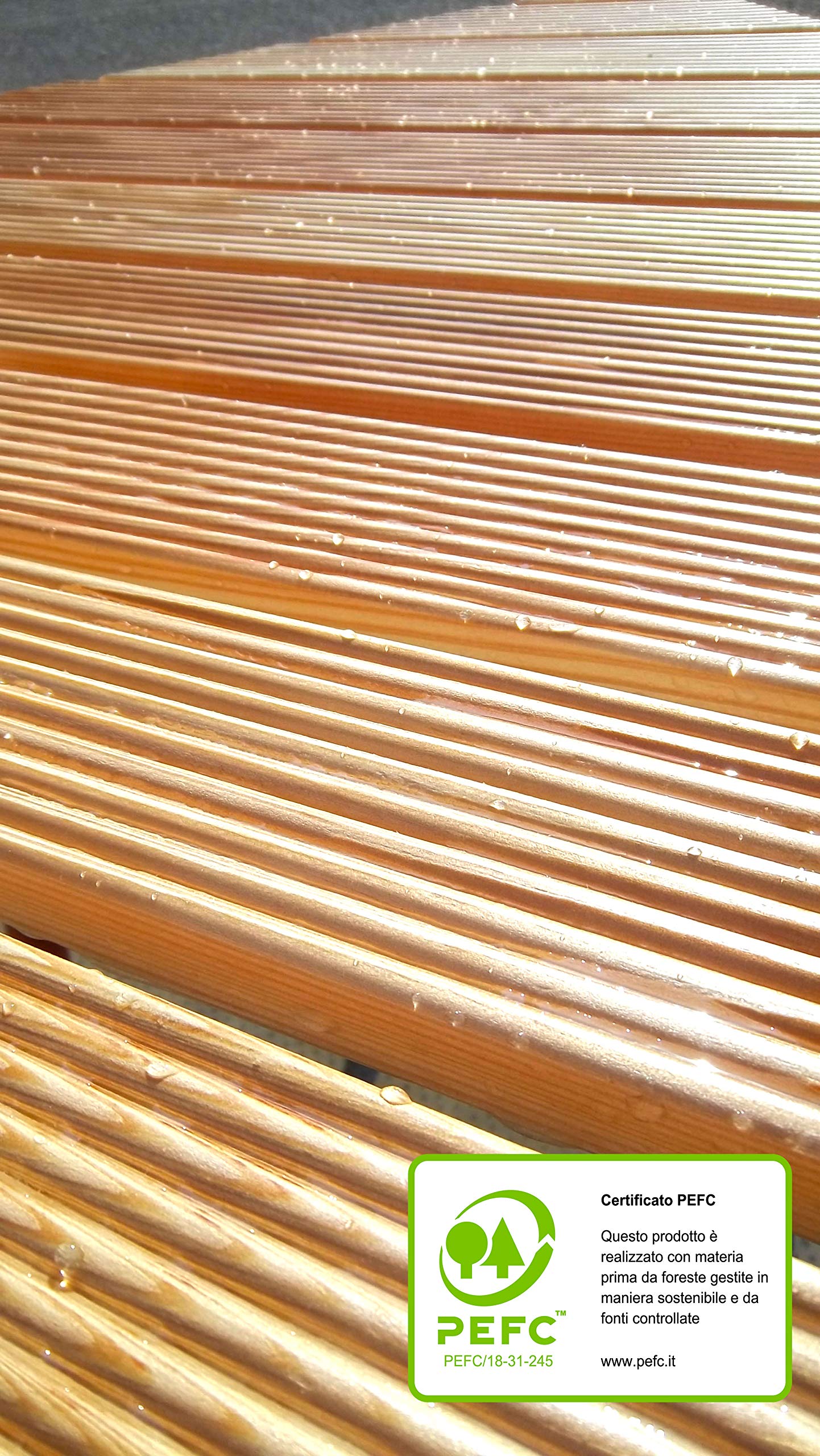 Castelmerlino 55 Pedana per Doccia in Legno di Larice a Doghe Avvitate cm 49 x 79 per Piatti Doccia 70 x 100