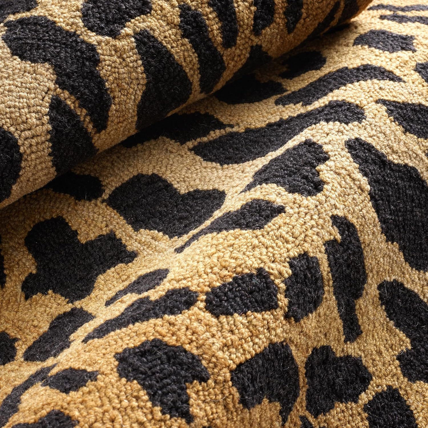 Dash & Albert Leopard Hand Micro Hooked Wool Rug, 2.5 X 8 Feet, Browns Animal Print Pattern