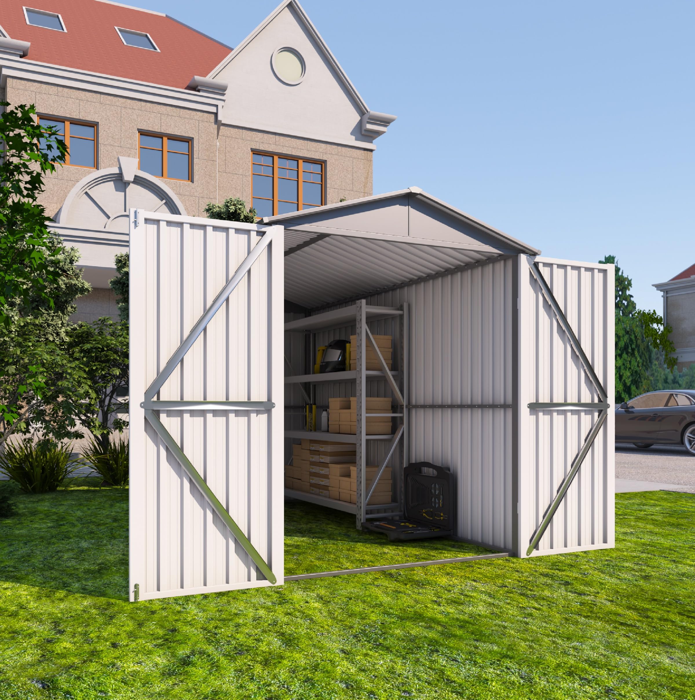 Amazon.com : KEIKI 5.5x10 FT Outdoor Metal Motorcycle Storage Shed