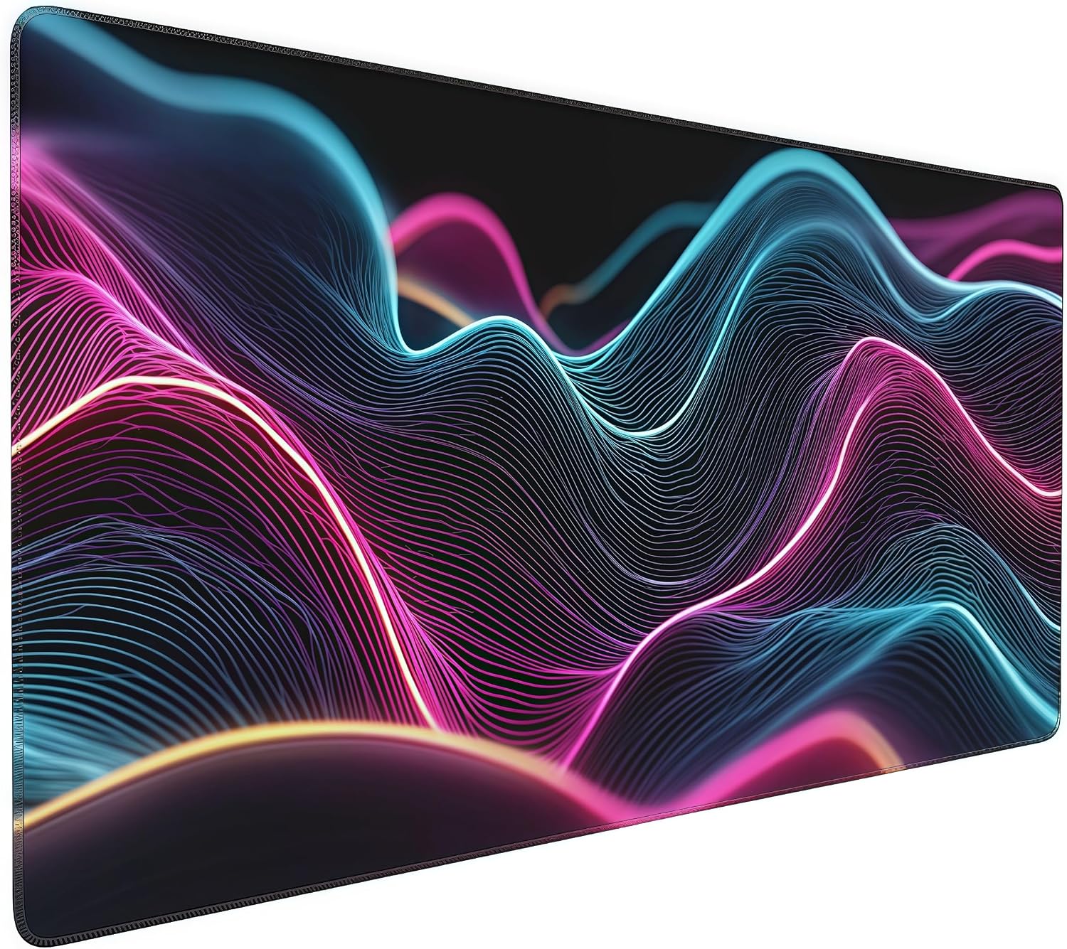 Large Extended Gaming Mouse Pad, Multicolor Topographic Contour Design, 35.4 x 15.7 Inches, 3mm Non-Slip Base