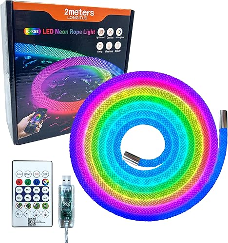 Miniatura 11 de Tira de luces LED de neón de 16.4 pies, tira de luces impermeables con sincronización de música con control remoto y aplicación, iluminación