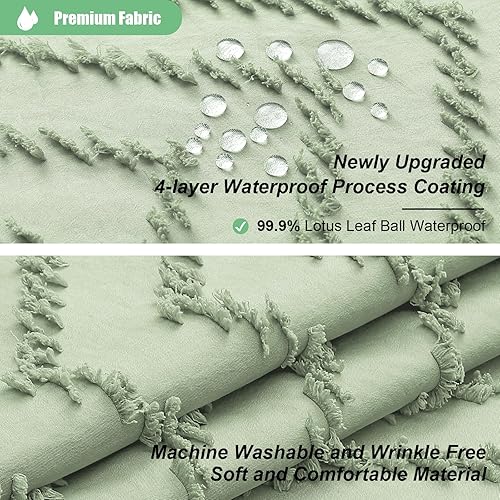 Vista 33 de Dynamene - Cortina de ducha, bohemia y rústica con rayas con chebrón en relieve, cortina texturizada para decoración de baño, juego de cortina A.