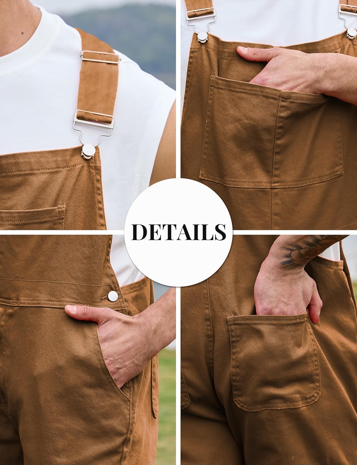 Overalls for Men Fashion Coveralls Work Utility Denim Women Bib Jumpsuit with Pockets - Image 7