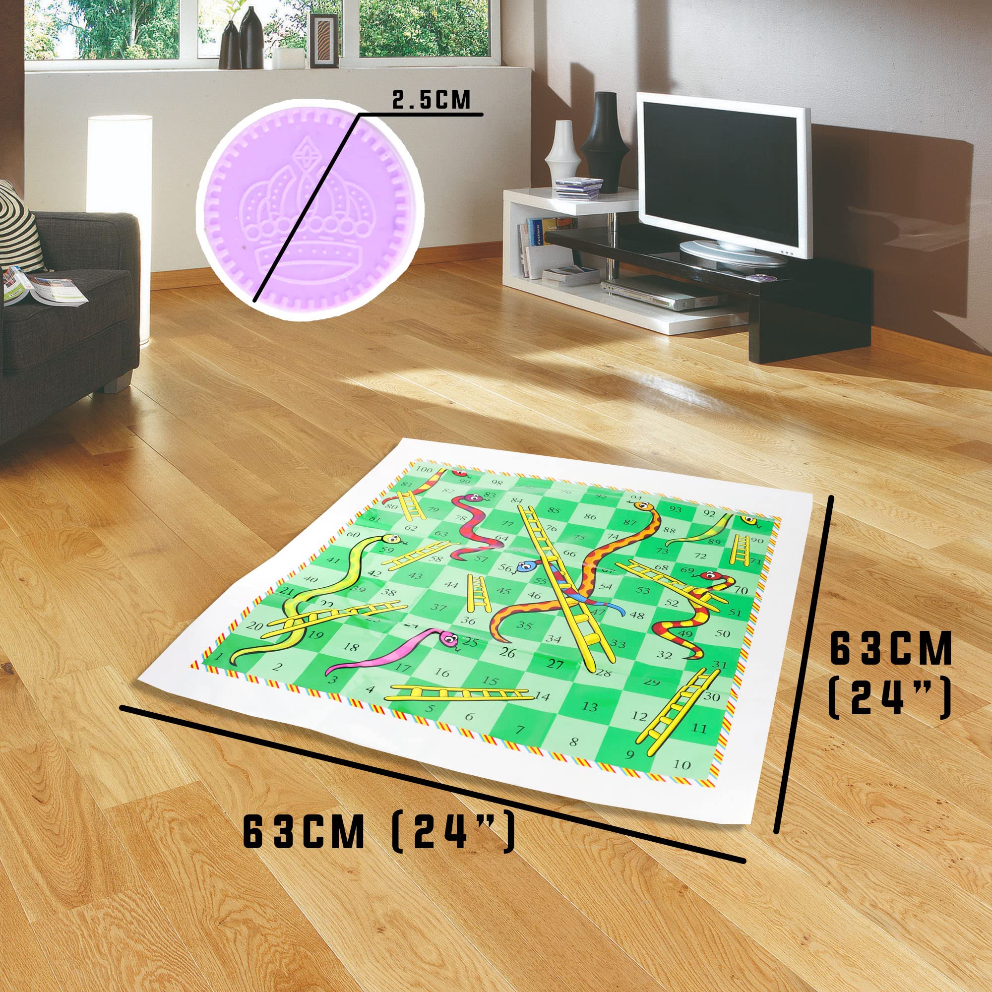 Snakes & Ladders and Ludo Giant Board Game Set Classic Entertainment Fun for the Whole Family Waterproof Game Play sheet - Image 4