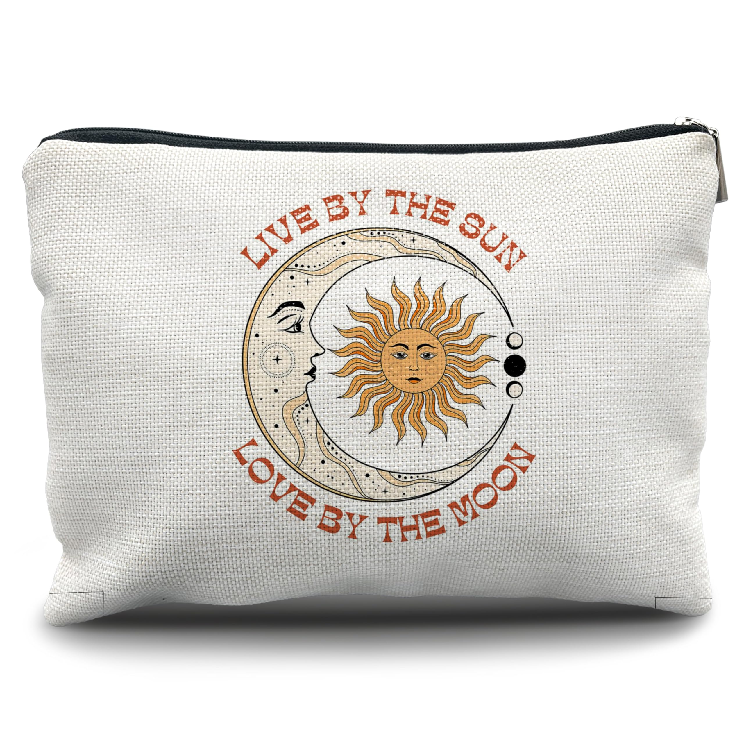 Nogrit sun and moon makeup bag,Tarot Makeup Cosmetic Bag,Live by the Sun Love by the Moon,Tarot Makeup Travel Toiletry Bag,Gifts for Tarot Astrology