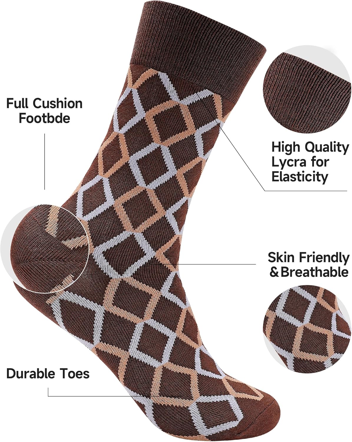 Mens Lightweight Dress Socks Combed Cotton Quick Dry Anti Odor Size 8-13 Dress Socks for Men - Image 2