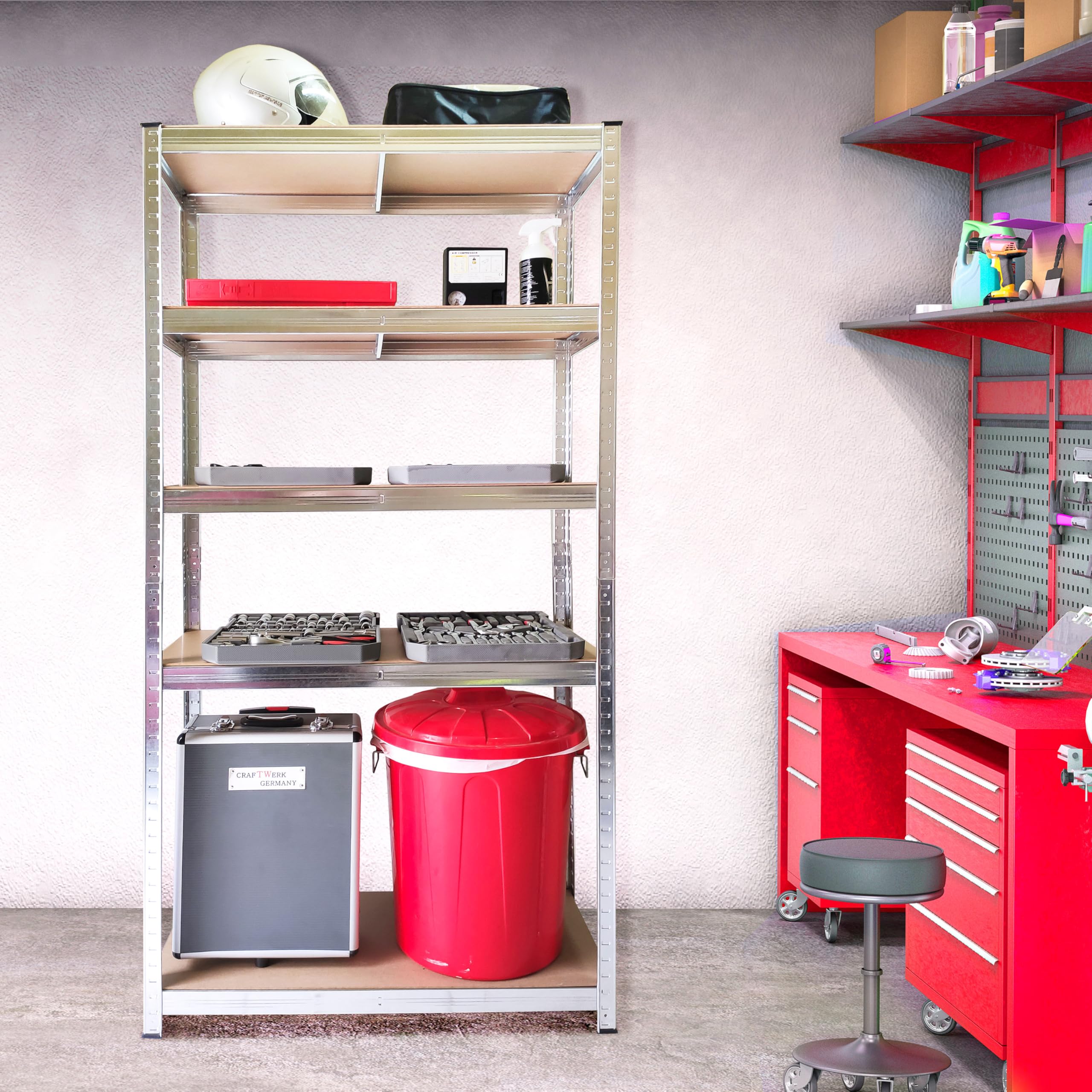 Nyana Home | Estantería Metálica Galvanizada 875kg | 5 Baldas | Medidas 180 x 90 x 40cm | Garaje Oficina Despensa
