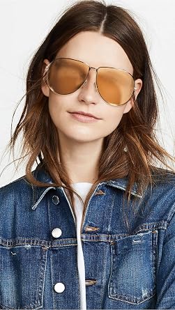 FENDI Women's Classic Aviators, Yellow Gold Brown Ar, One Size
