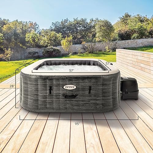 Miniatura 7 de Intex PureSpa Plus Greystone - Bañera de hidromasaje cuadrada inflable para exteriores, 74 x 28 pulgadas, con kit de cepillo de mantenimiento