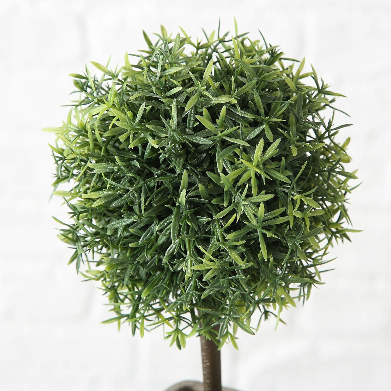 WHW Whole House Worlds Realistic Faux Potted Grassy Ball Topiary Tree, Gray Stone Finished Planter, 10.25 Inches Tall