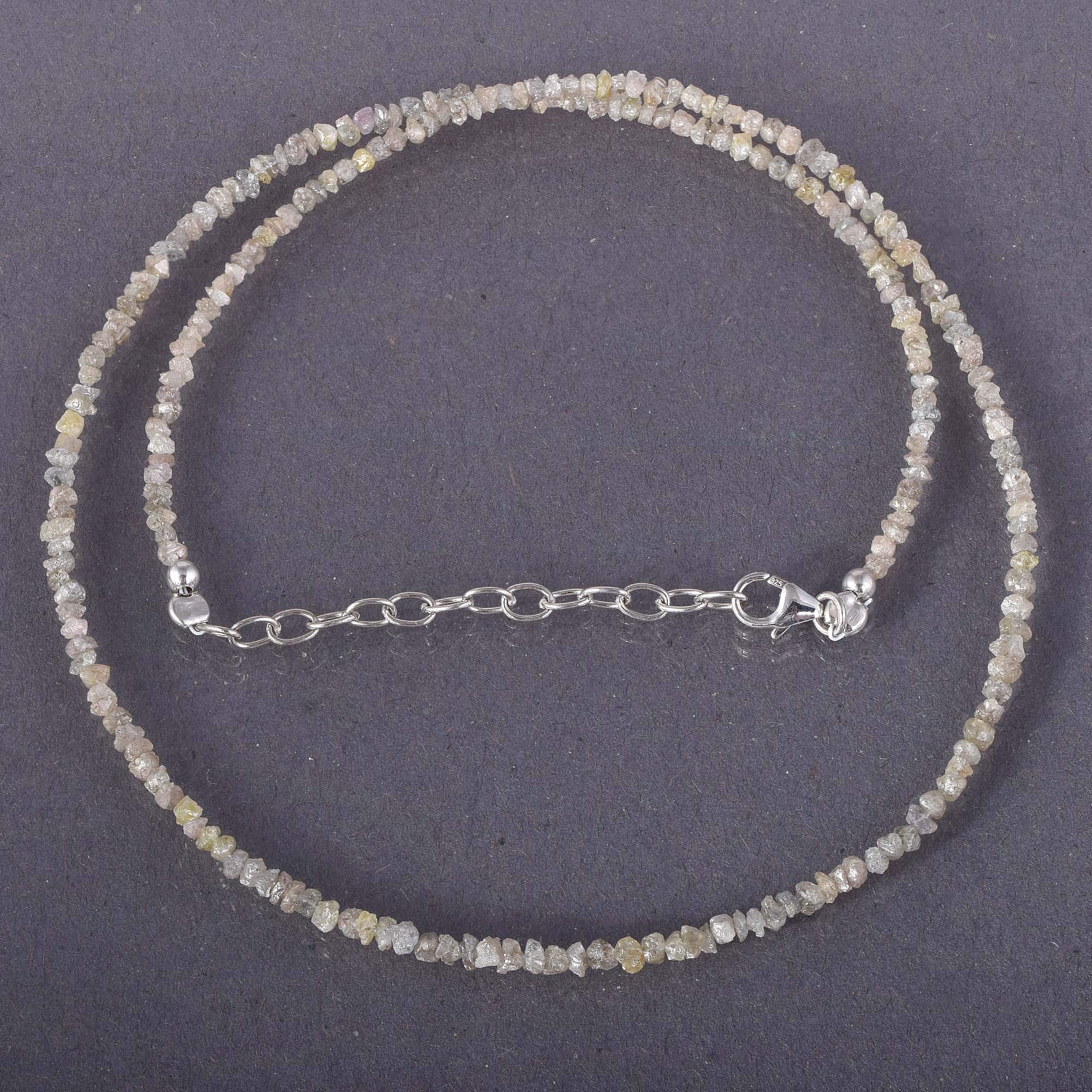 Collana grezza grezza non tagliata del diamante per il regalo con l'argento sterlina 925 con la serratura dell'aragosta, Pietra, Diamante