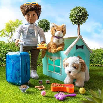 Our Generation - Dog House Playset - Plush Puppy for Dogs 6 Inch - Accessories for 18 Inch Dolls - Pretend Play - Children 3 and Up - Place to