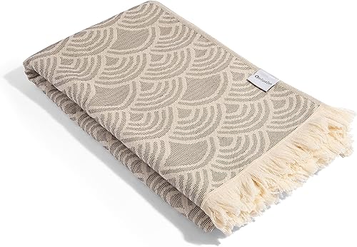 InfuseZen Toalla turca forrada de tela de rizo con diseño Art Deco, Hammam 100% algodón, para piscina, gimnasio o viaje, Peshtemal fina y absorbente