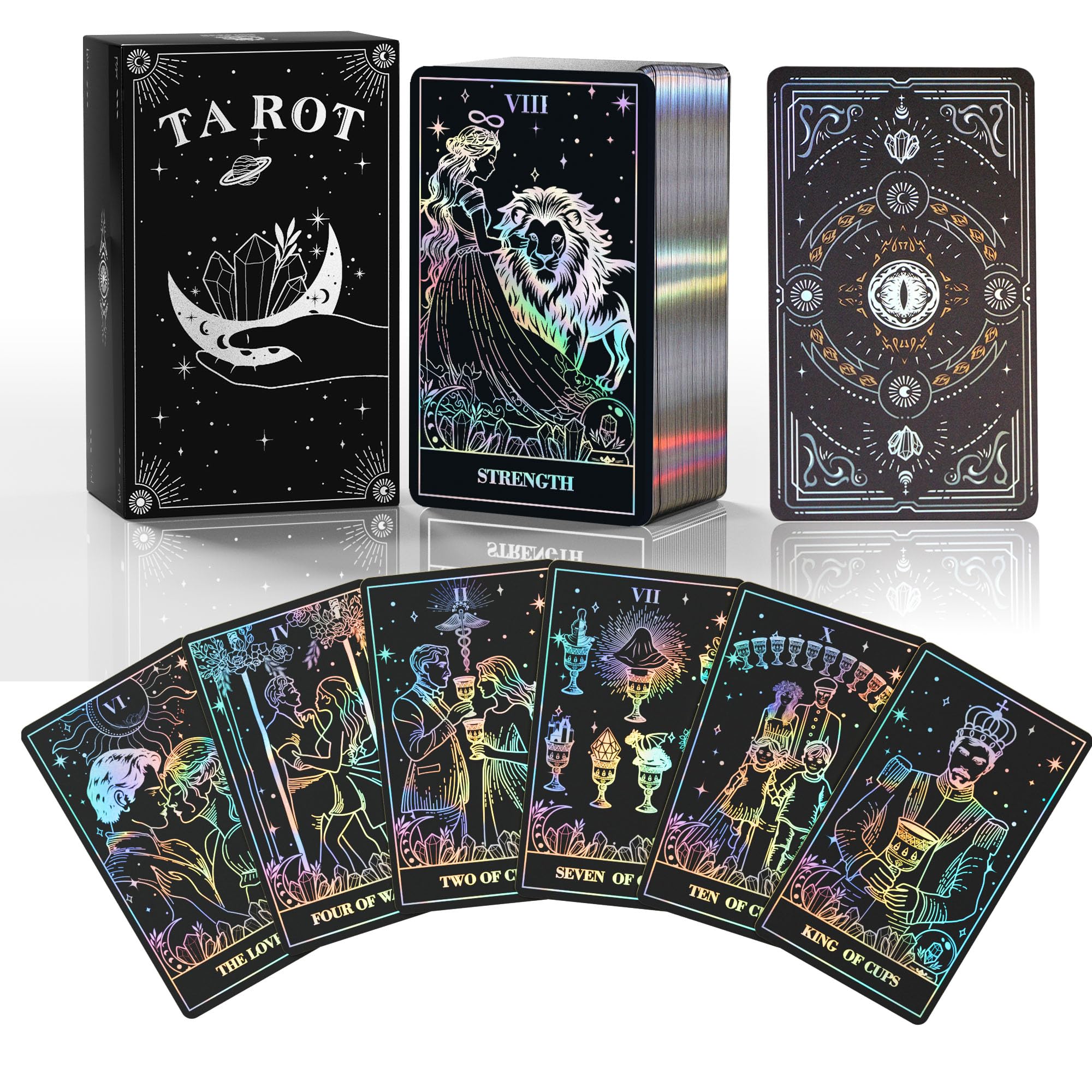 Silver Foil Edge Tarot Cards with Guide Book Set&Gift Box for Beginner& Expert. Original Design Tarot Cards Decks