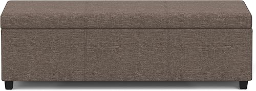 Miniatura 324 de Otomana rectangular de almacenamiento de cuero sintético Simpli Home Avalon., Cuero, Marrón Azul,Marrón Chocolate,Cloud gris,Gris oscuro,Azul