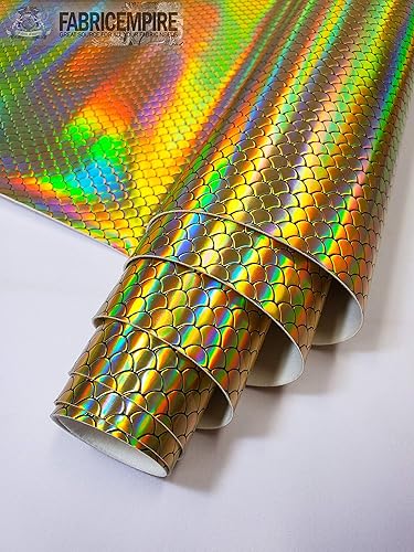 Miniatura 6 de Fabric Empire The Yard - Escamas holográficas de vinilo en relieve, tela brillante de sirena de 54 pulgadas de ancho, vendido por The Yard