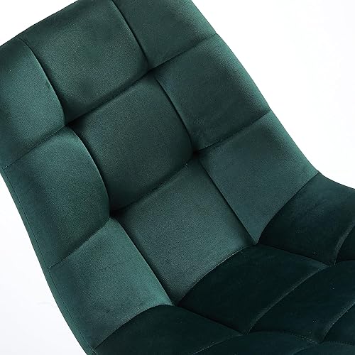 Miniatura 8 de NORDICANA Juego de 4 sillas de comedor de terciopelo verde bosque, modernas sillas auxiliares de comedor con patas de metal para cocina, sala de
