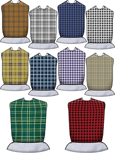 Janmercy 10 baberos para adultos para comer, lavable, impermeable, protector de ropa con atrapa migas, baberos grandes reutilizables ajustables para