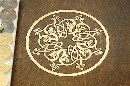 Miniatura 6 de WOODEN BACKGAMMON BOARD GAME Nardi Nardy checkers chess carving Engraving Ornament hand made gift wood, plywood table game