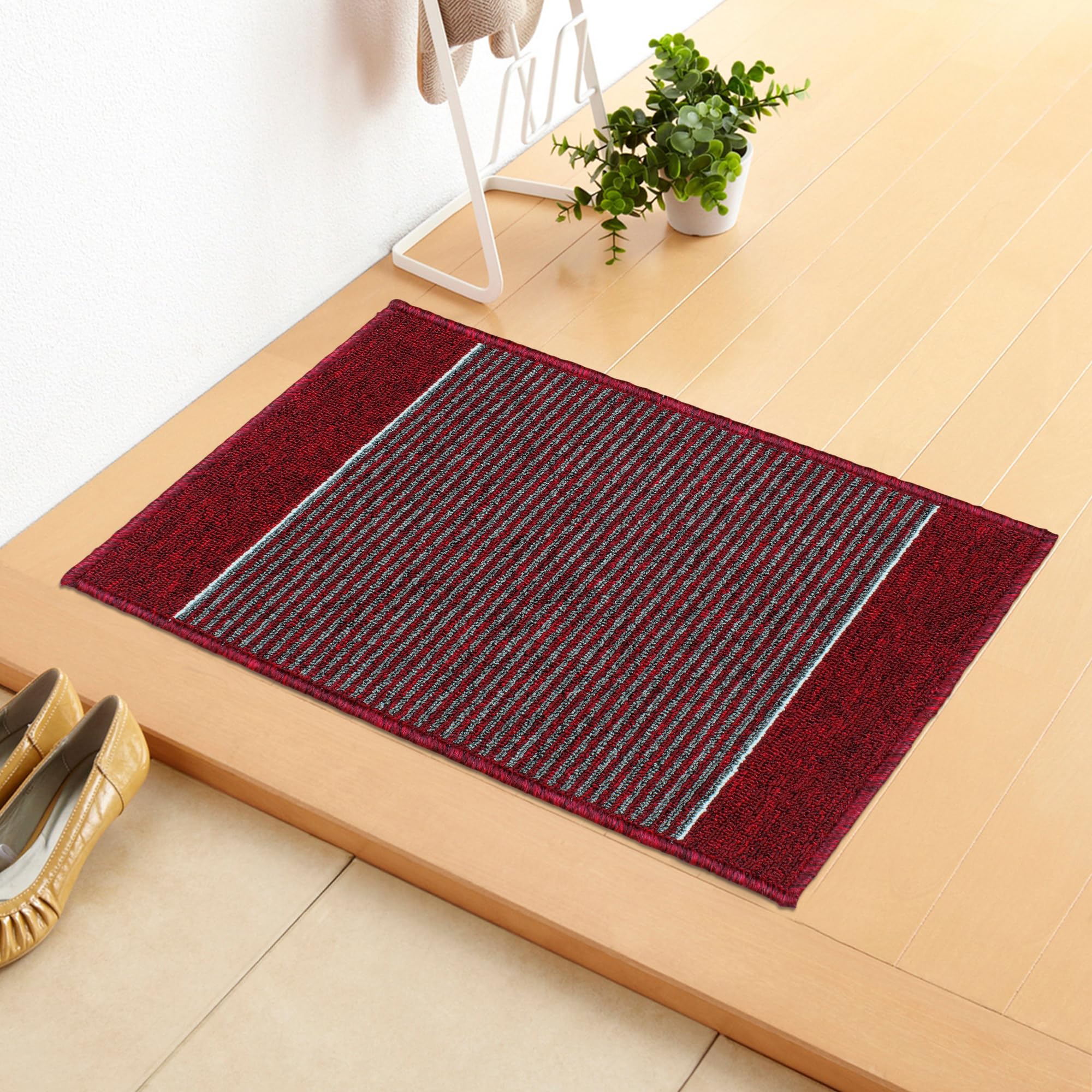Story@Home Doormats Aqua Collection Anti Skid Mat for Bathroom Floor, Picnic Mat, Bedroom |Red |37 cm X 57 cm Pack of 2